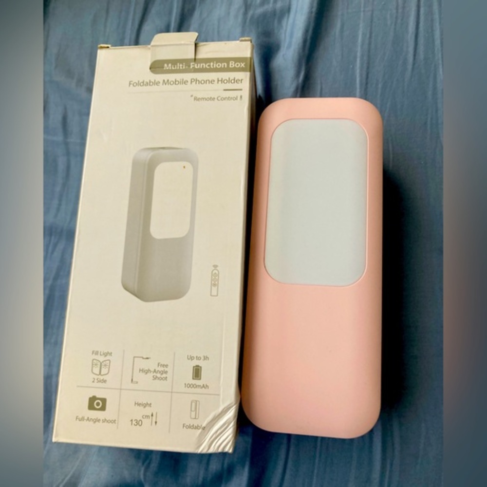 Foldable mobile phone holder multifunction box with full light cooking videos